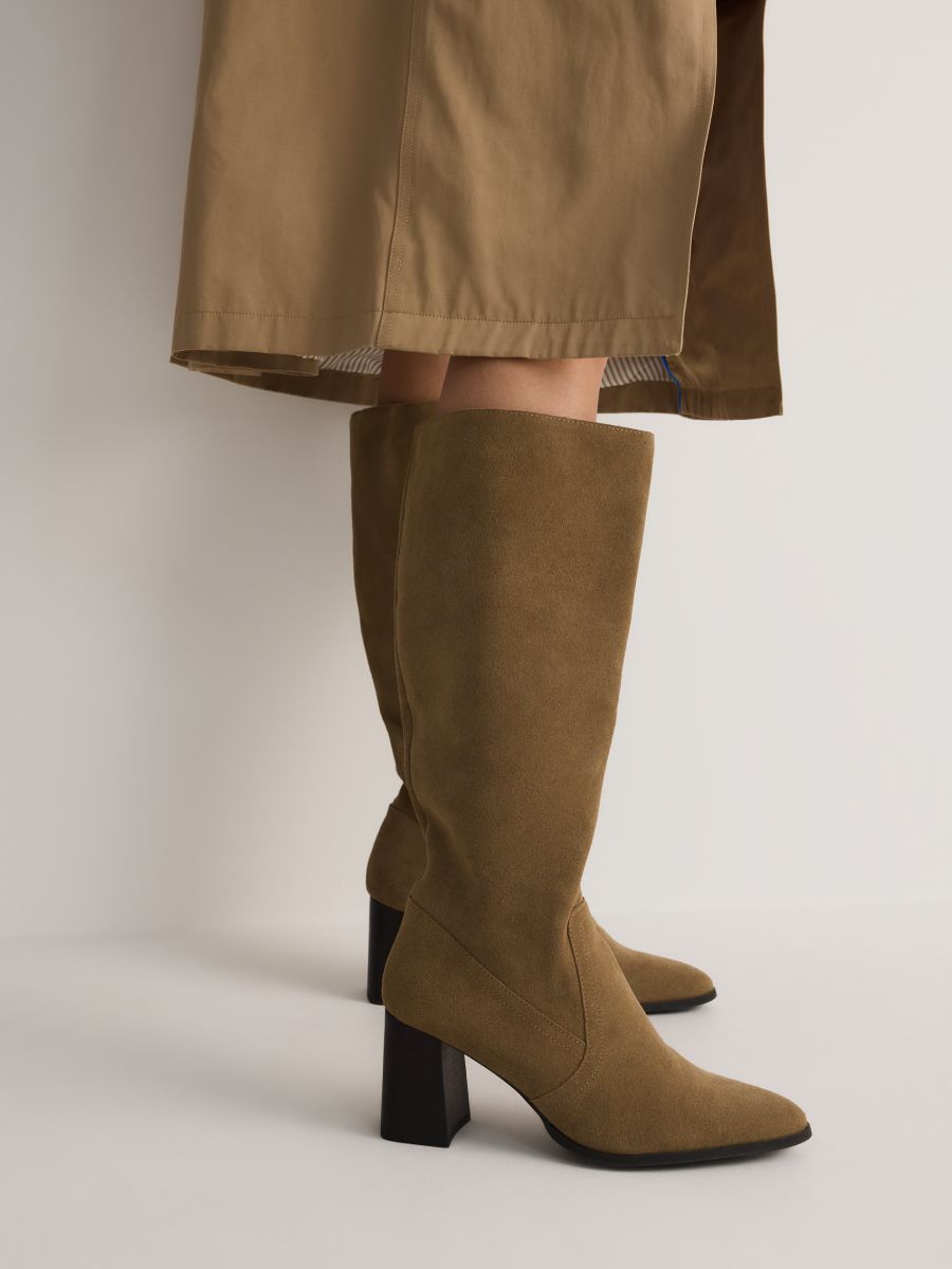 Suede heeled boots - golden brown - RESERVED