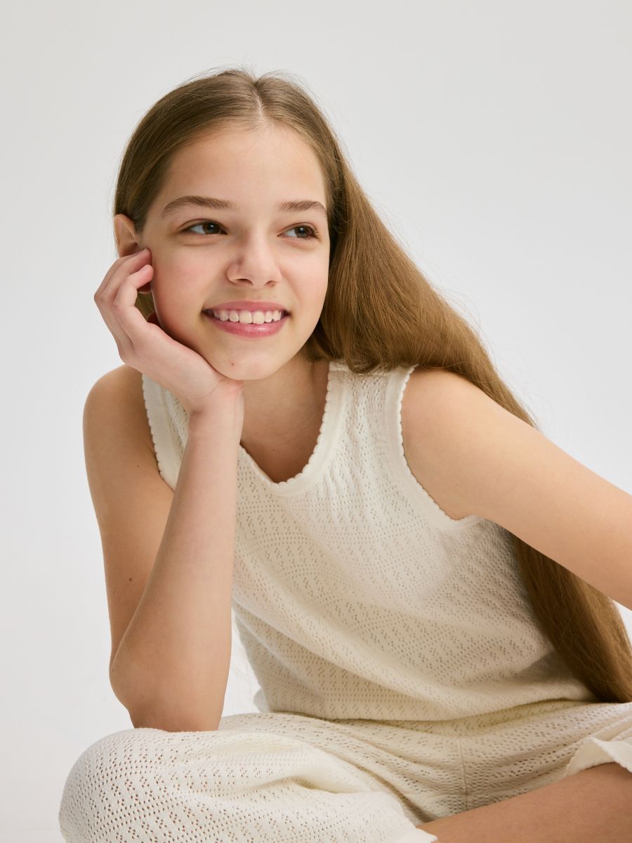 Knitted fabric vest - cream - RESERVED - 4