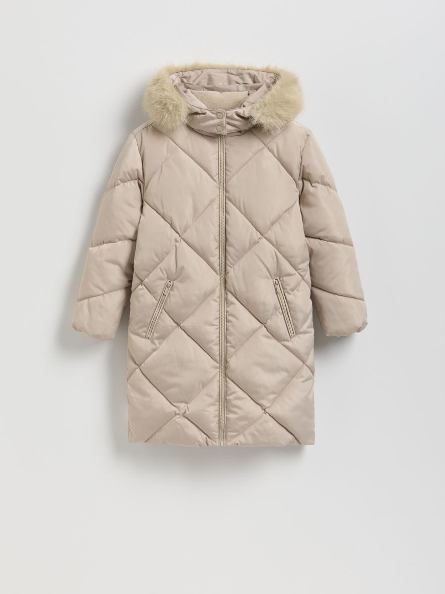 Pikovani kaput s kapuljačom - bež - RESERVED