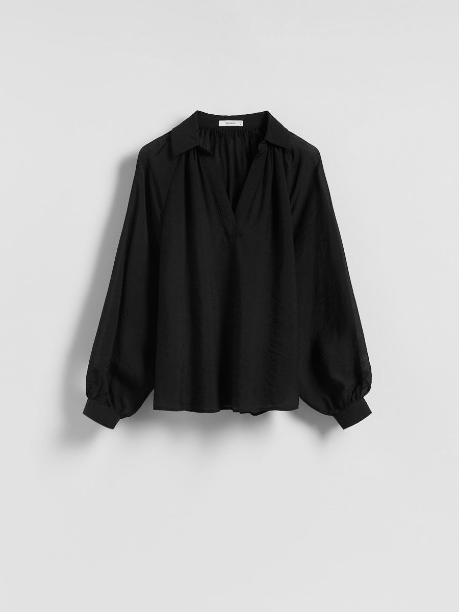 Viscose blend blouse - black - RESERVED