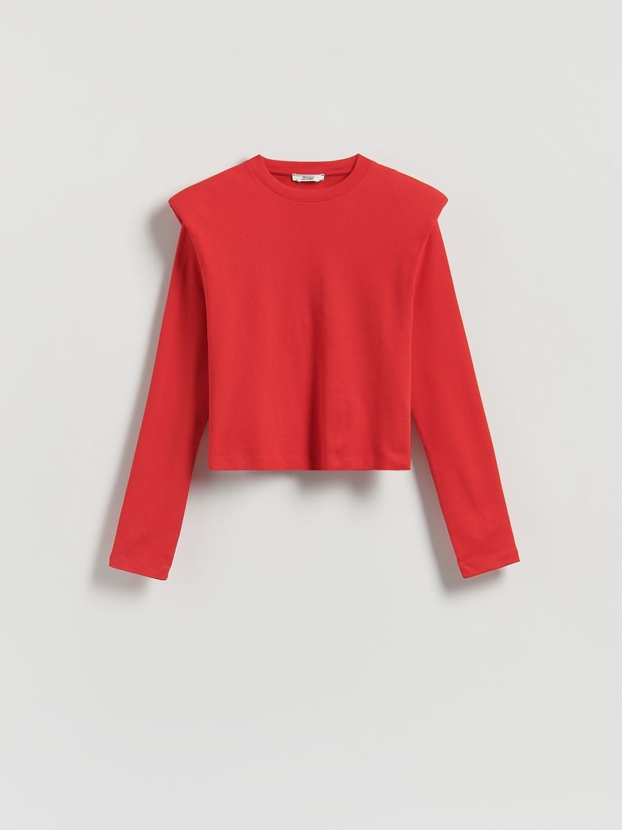 Longsleeve z poduszkami na ramionach - czerwony - RESERVED