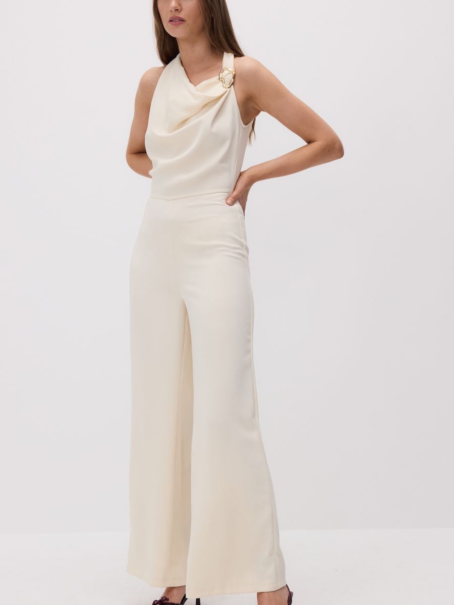 Jumpsuit with decorative buckle - light yellow - RESERVED - 2