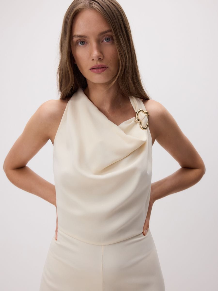 Jumpsuit with decorative buckle - light yellow - RESERVED - 3