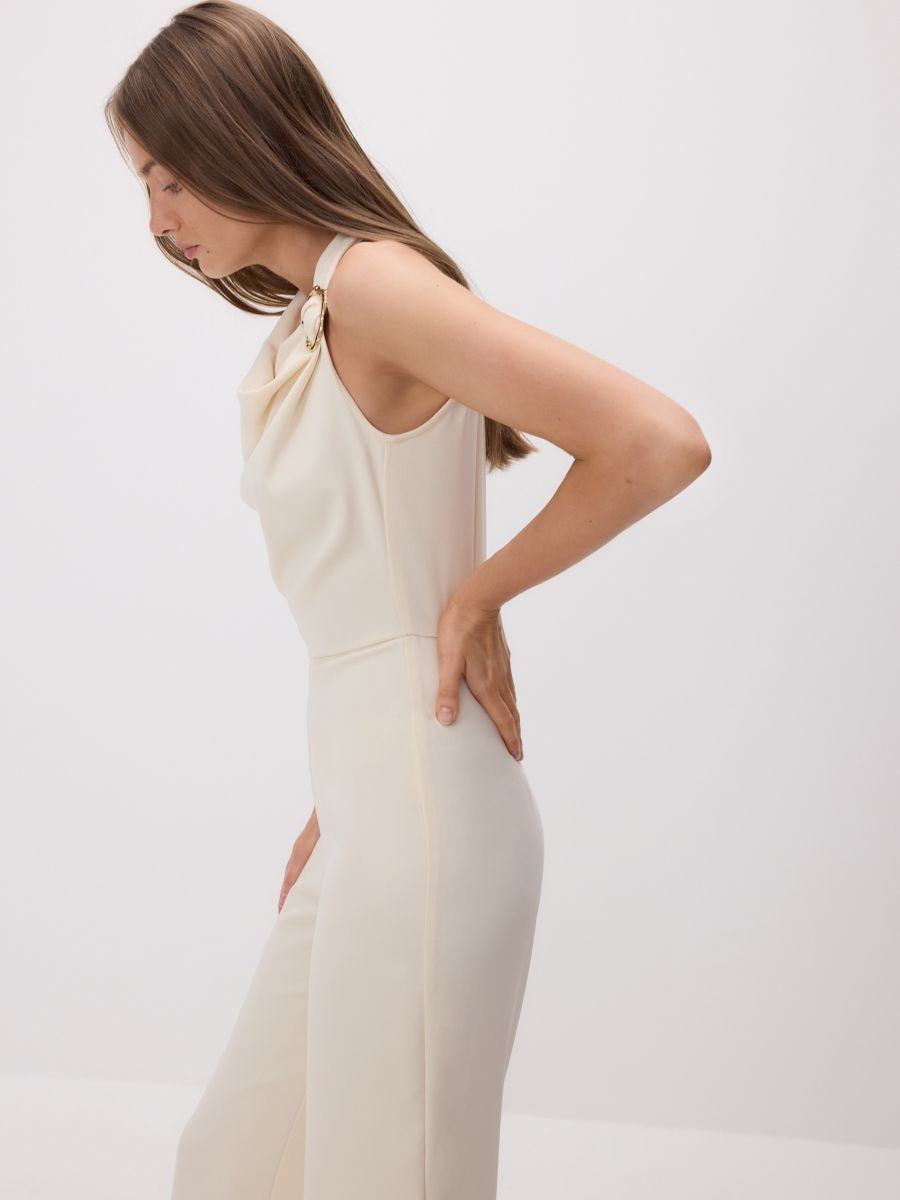 Jumpsuit with decorative buckle - light yellow - RESERVED - 4