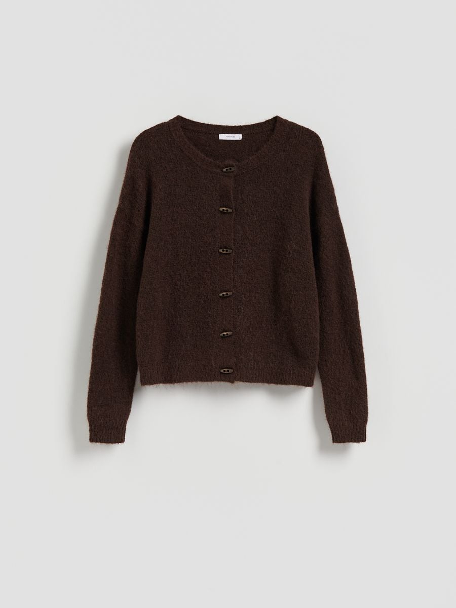 Wool-blend cardigan - dark brown - RESERVED