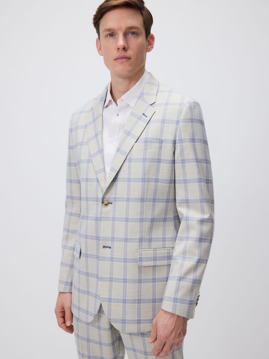 Check slim fit blazer - beige - RESERVED - 4