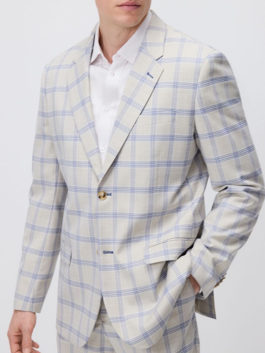 Check slim fit blazer - beige - RESERVED - 3