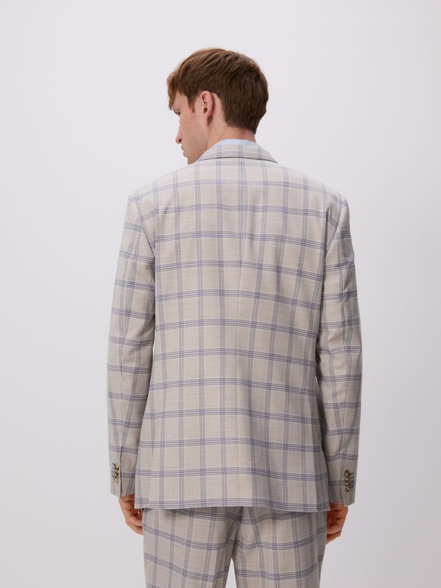 Kostkovaný blejzr slim fit - béžová - RESERVED - 3