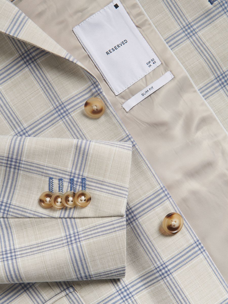 Check slim fit blazer - beige - RESERVED - 2