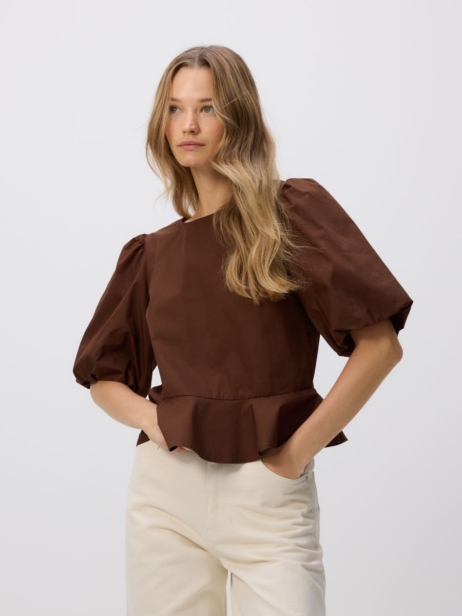 Bluse mit Gebinde auf Dem Rücken - braun - RESERVED