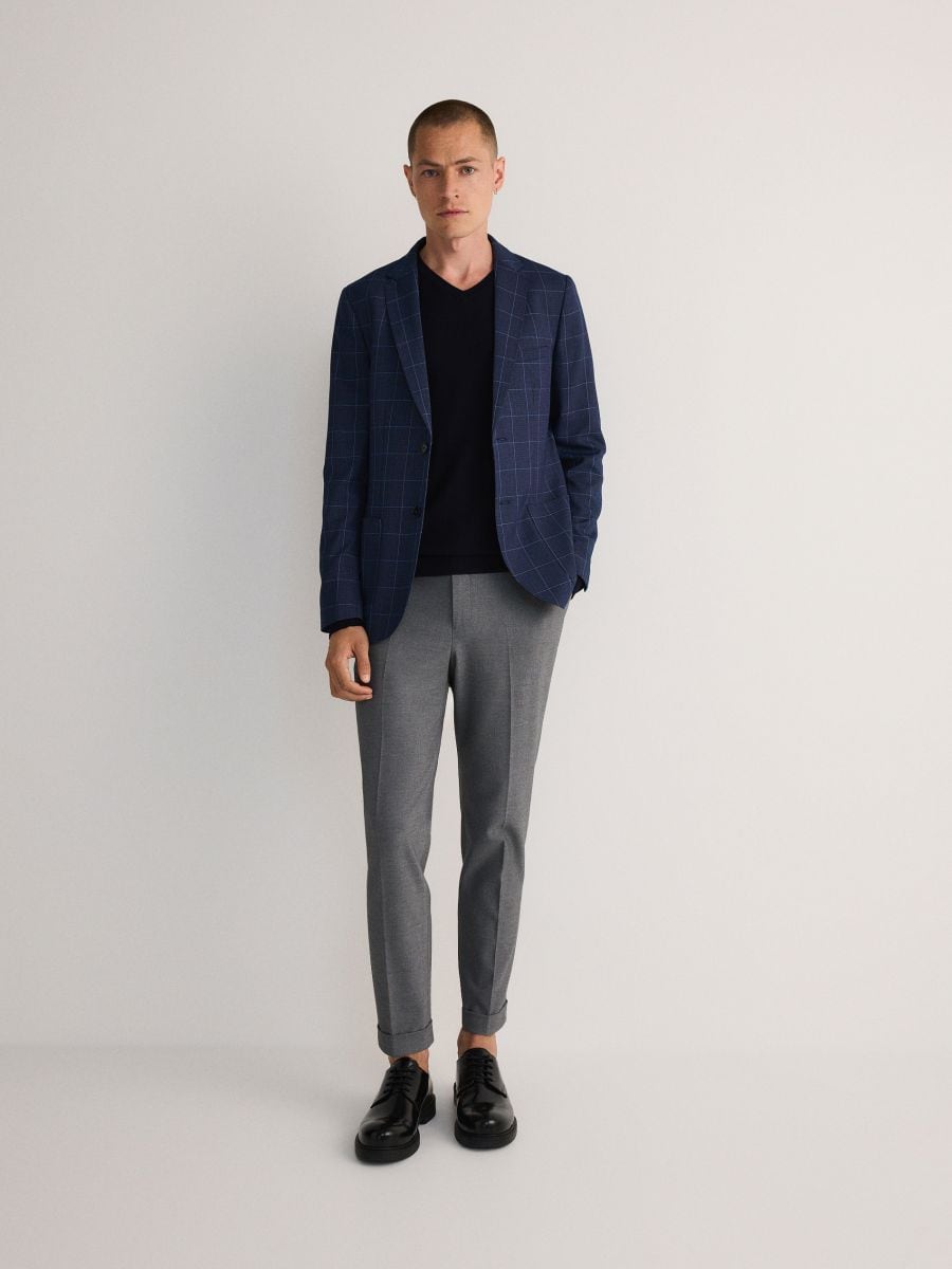 Check slim fit blazer - navy - RESERVED - 2