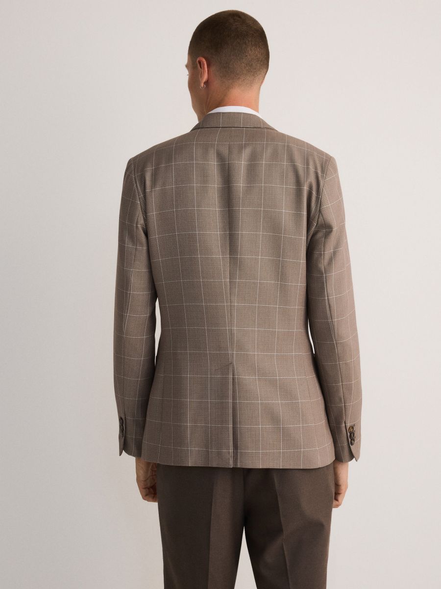 Check slim fit blazer - beige - RESERVED - 3