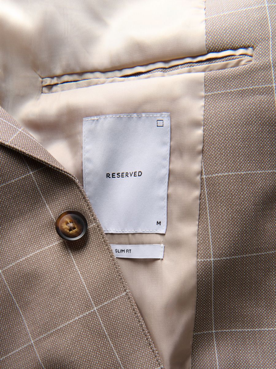 Check slim fit blazer - beige - RESERVED - 6