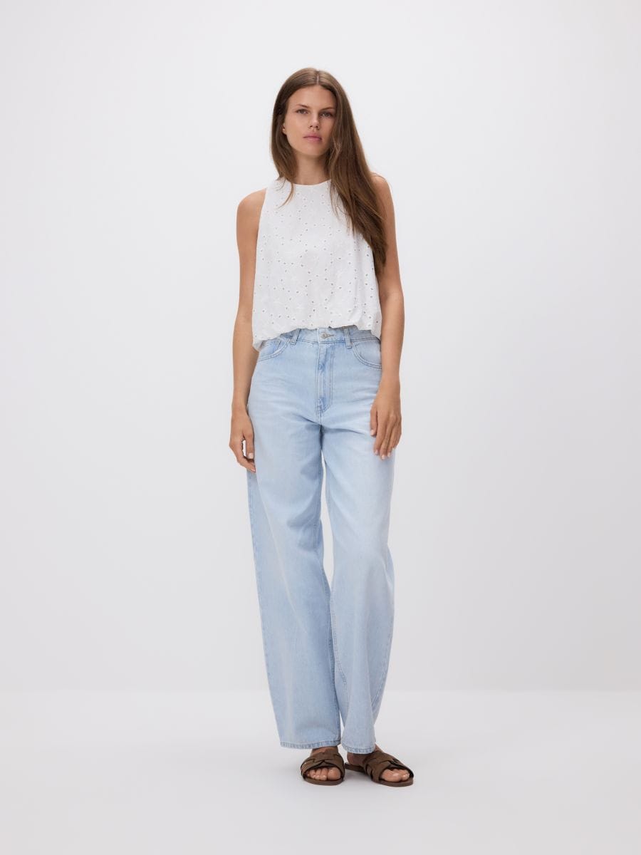 Blouse en coton ajourée - crème - RESERVED - 2