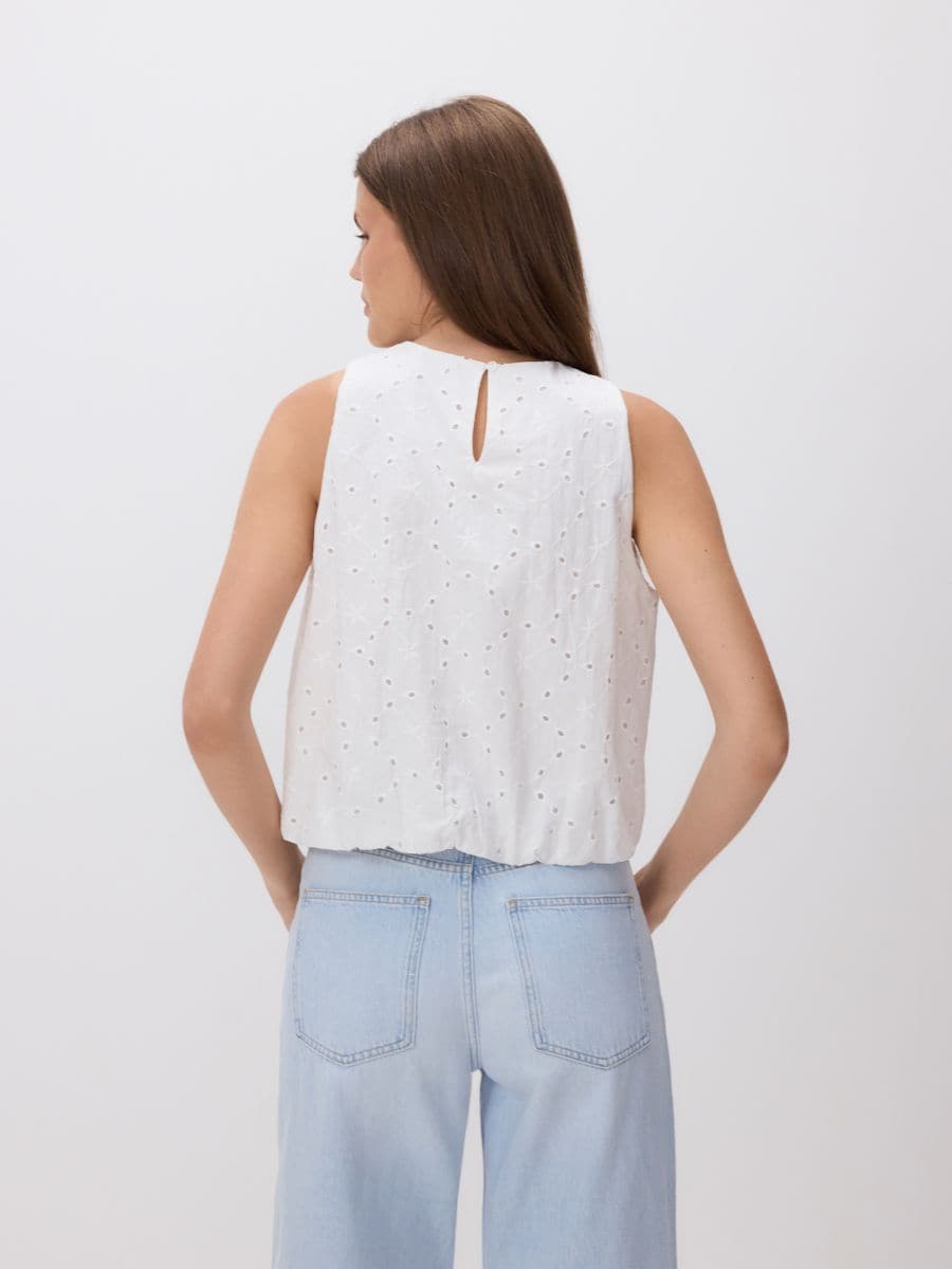 Blouse en coton ajourée - crème - RESERVED - 6