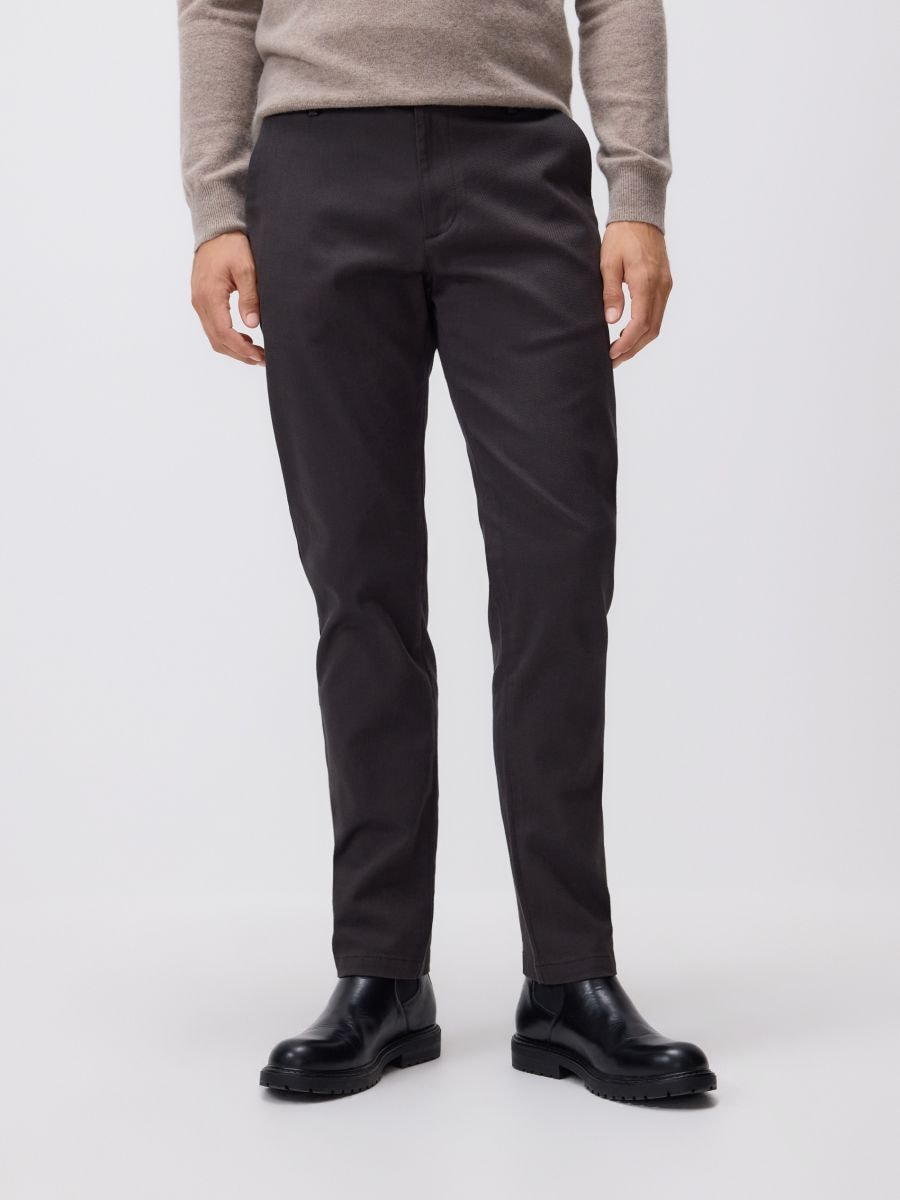 Chino slim fit trousers - dark brown - RESERVED