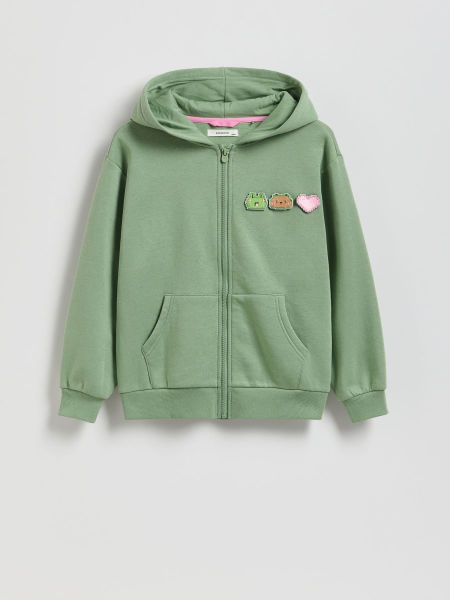 Bluza z aplikacją Boffie & Poko - zielony - RESERVED