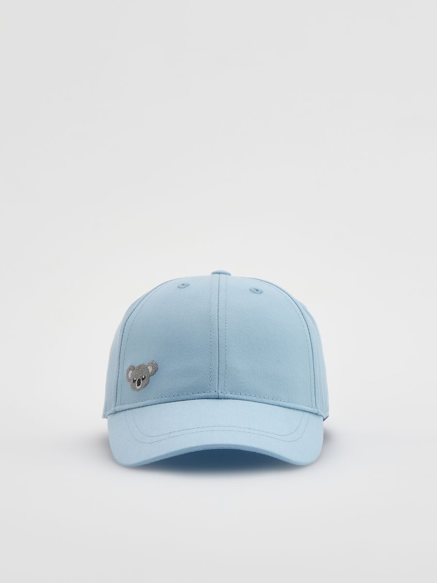 Cotton cap with embroidery - blue - RESERVED