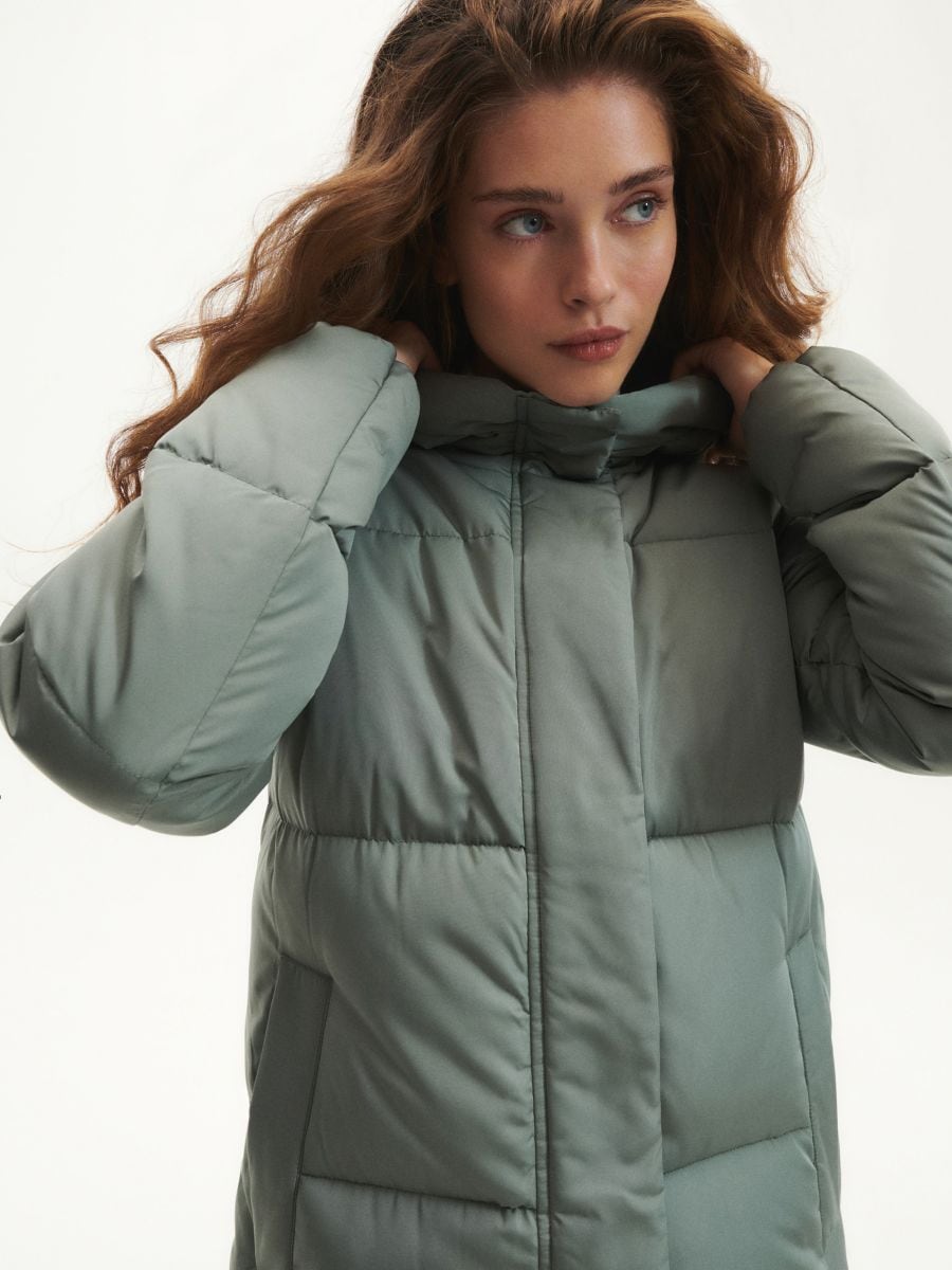 Quilted coat - dusty green - RESERVED - 8