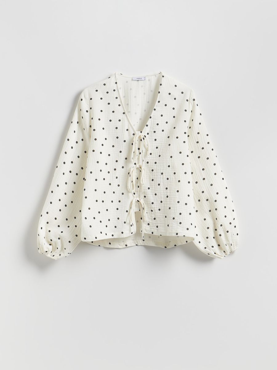 Blouse with front tie - white - RESERVED - 5