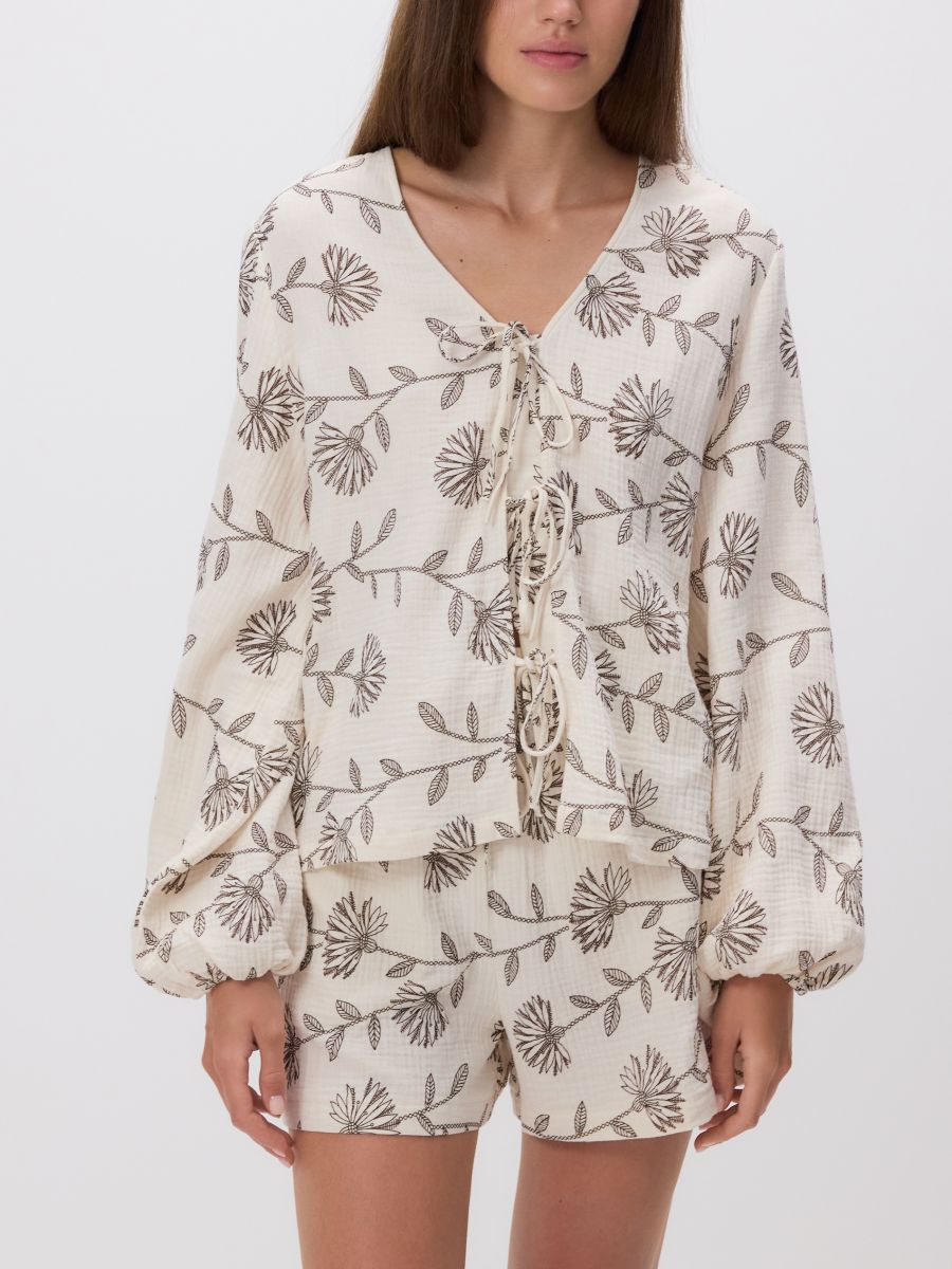 Blouse with front tie - nude - RESERVED - 2
