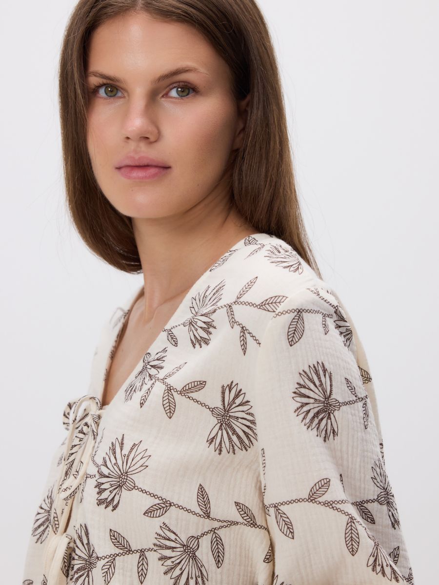 Blouse with front tie - nude - RESERVED - 3