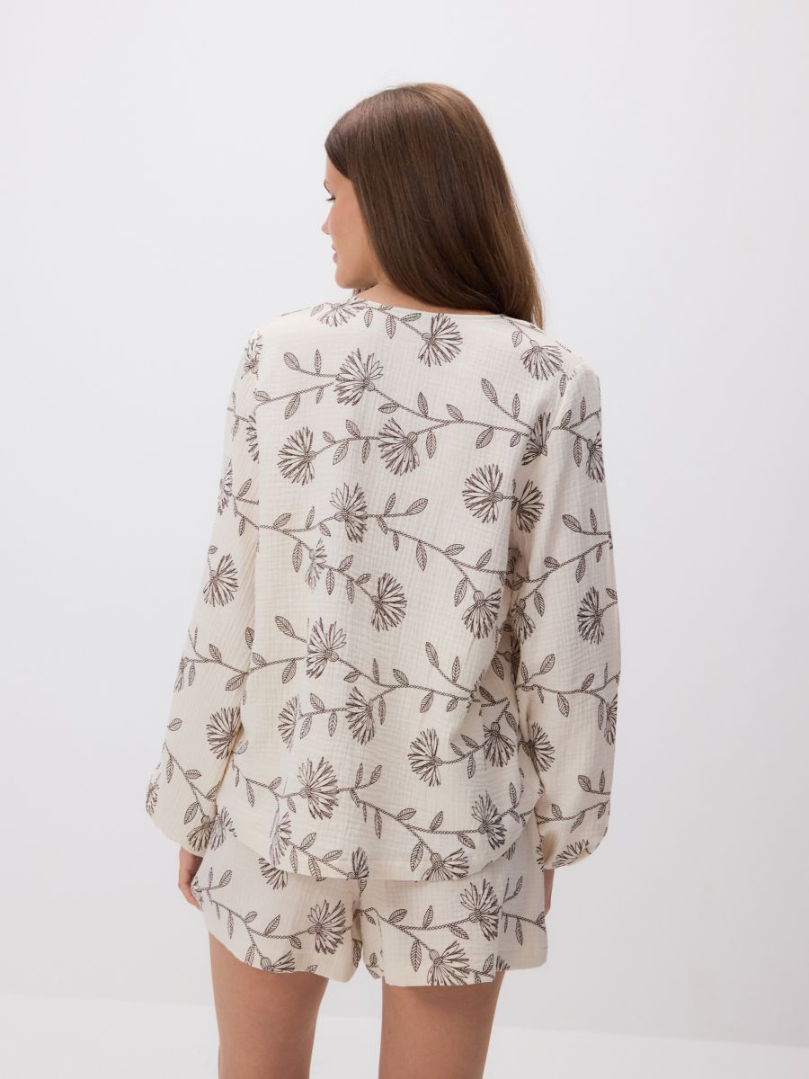 Blouse with front tie - nude - RESERVED - 4