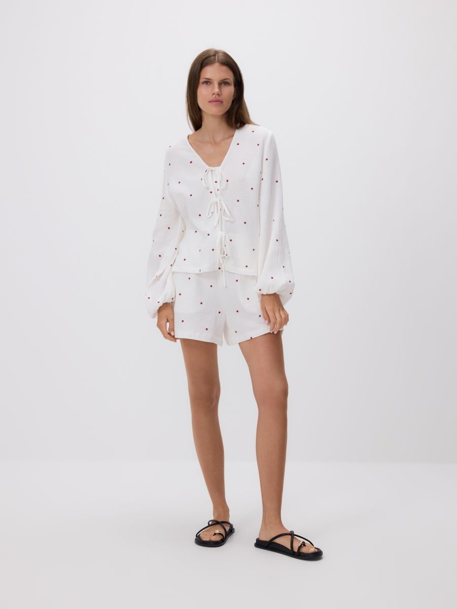 Blouse with front tie - multicolor - RESERVED - 3