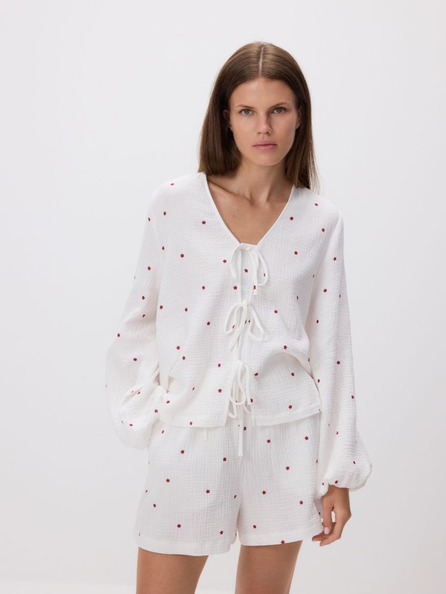 Blouse with front tie - multicolor - RESERVED - 2
