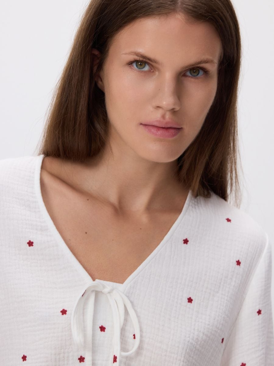 Blouse with front tie - multicolor - RESERVED - 4