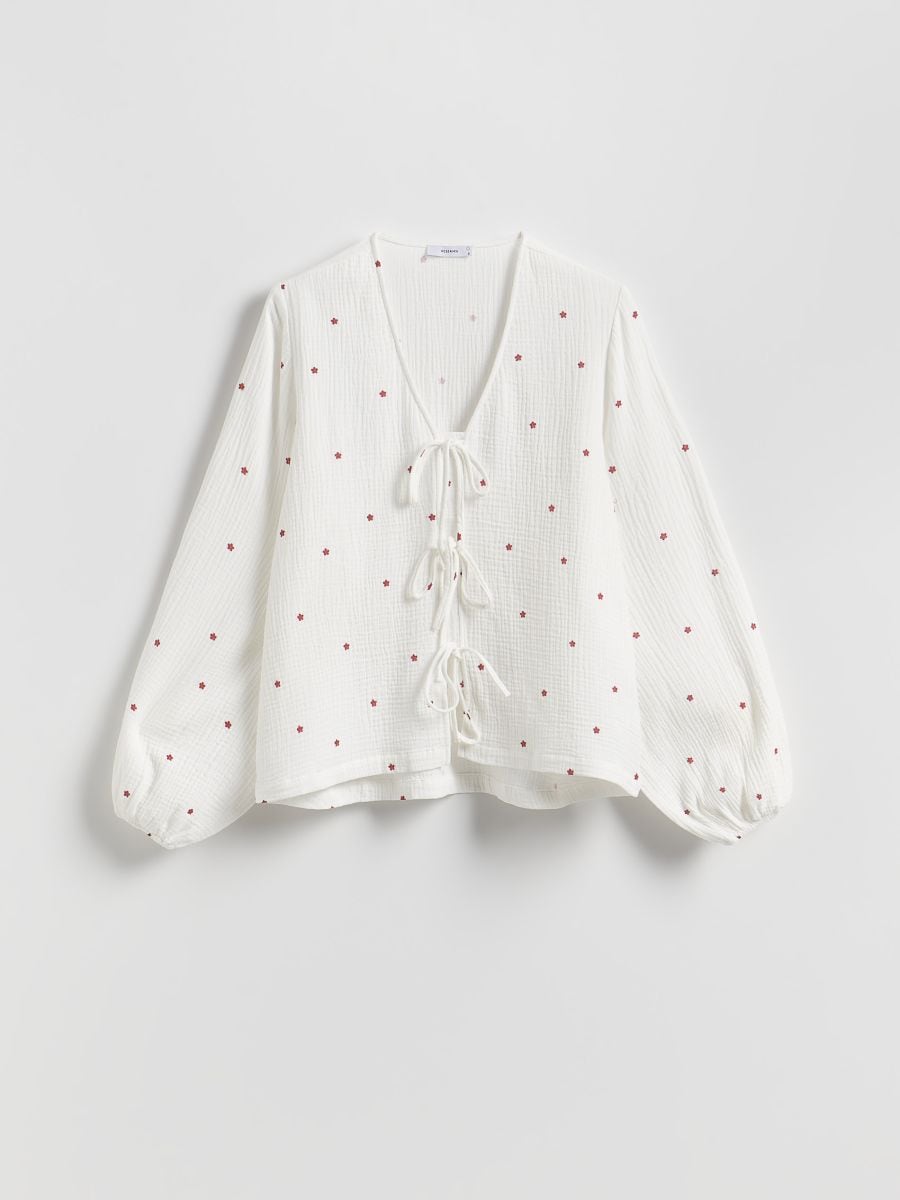 Blouse with front tie - multicolor - RESERVED - 6