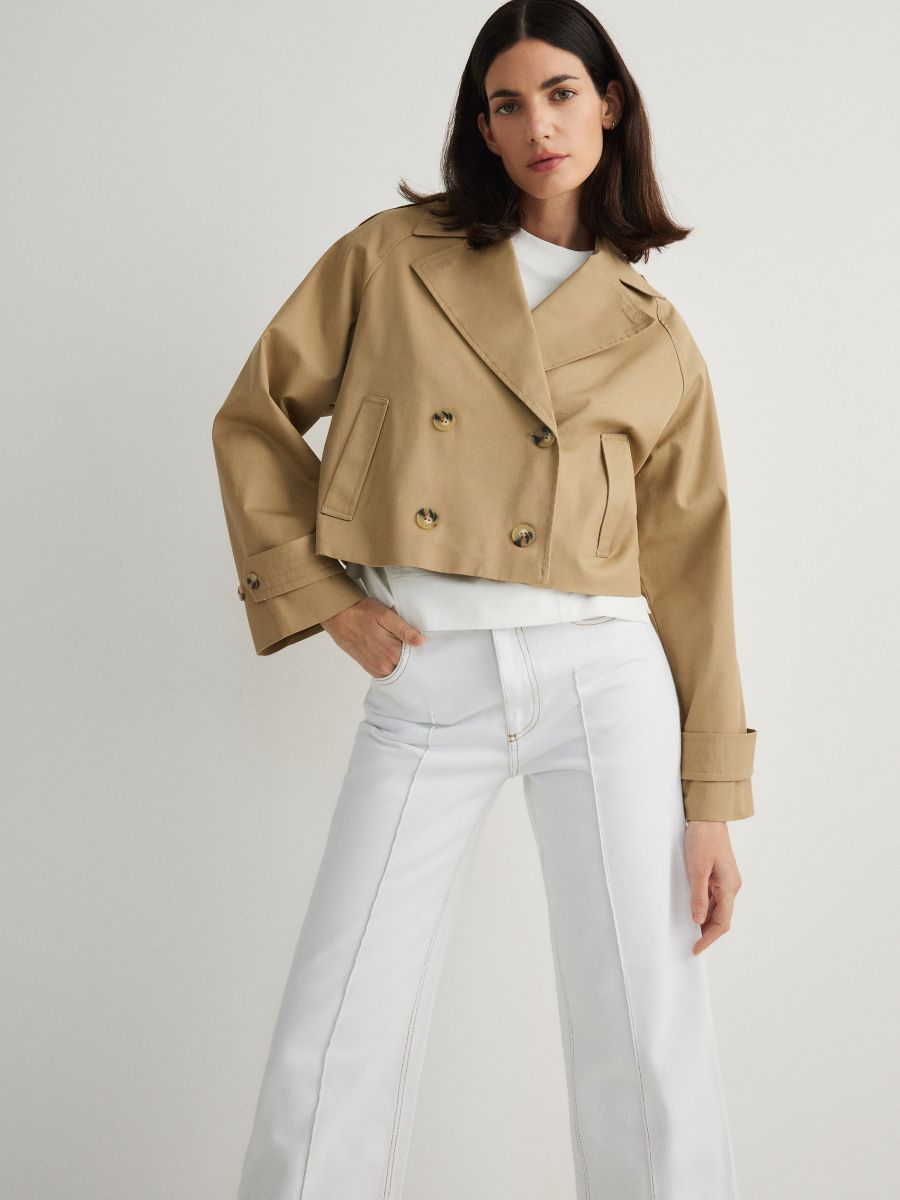 Short trench coat - beige - RESERVED