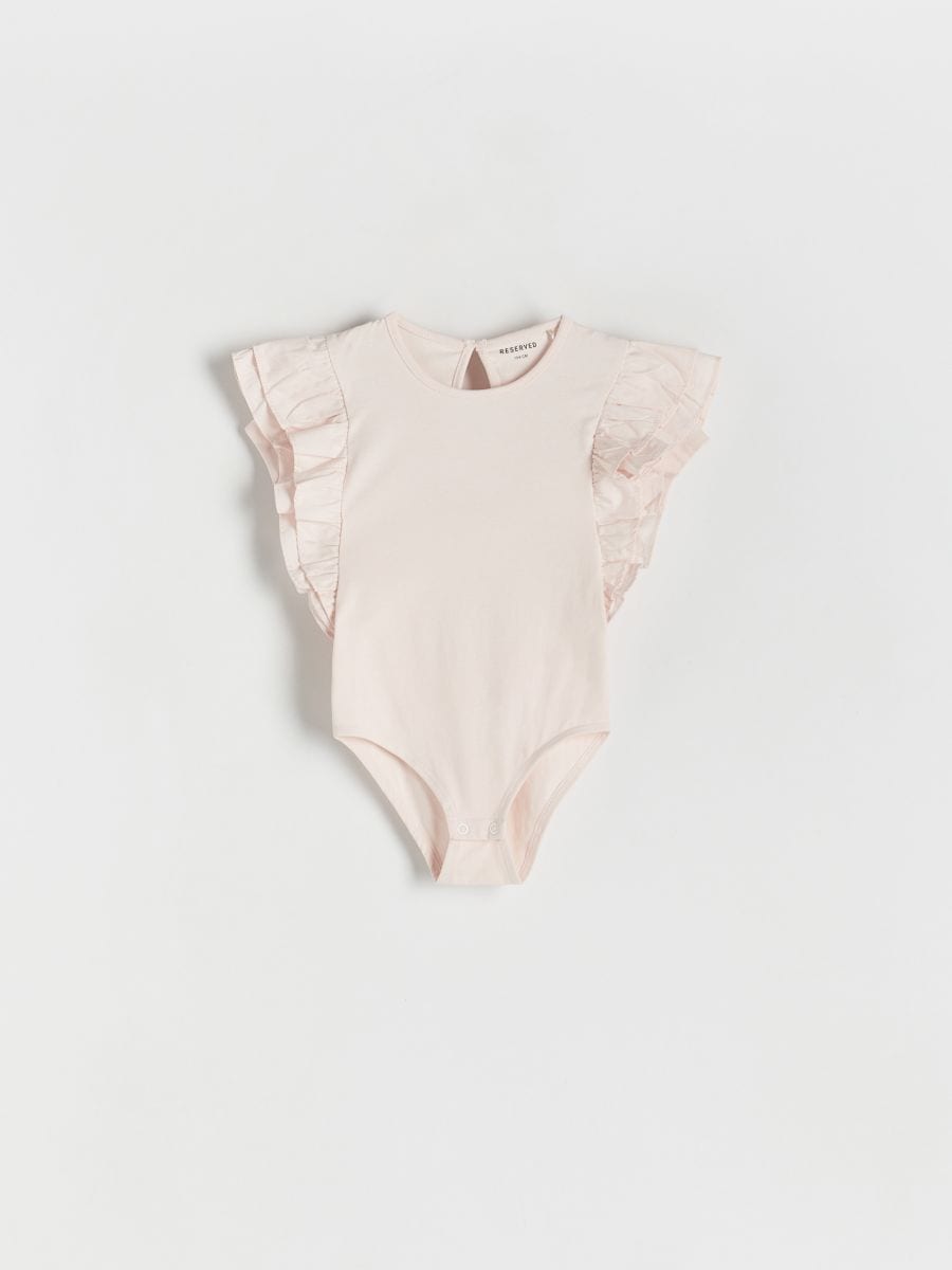 Bodysuit with ruffles to the sleeves - pastel pink - RESERVED