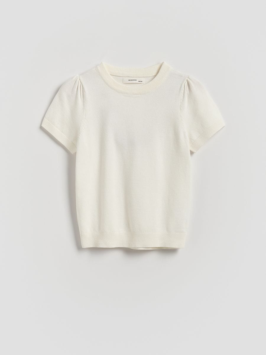 Short-sleeved sweater - cream - RESERVED