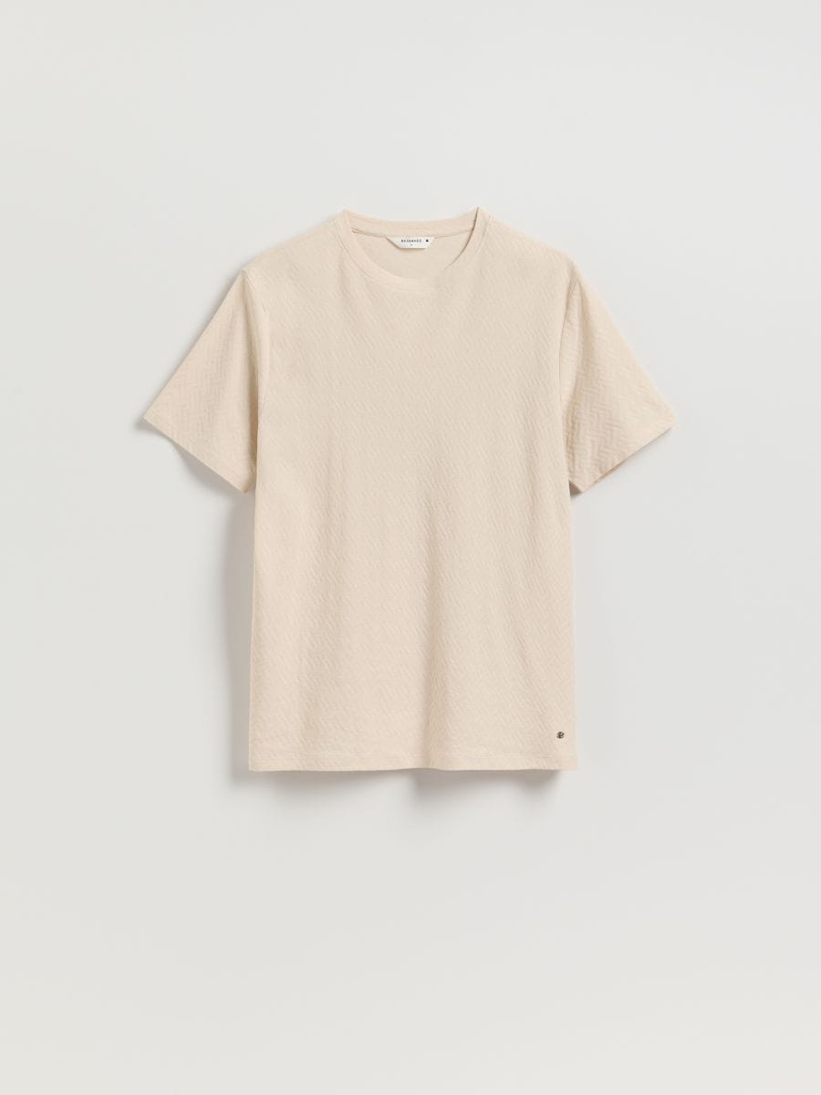 T-shirt de ajuste regular em tecido estruturado - bege - RESERVED