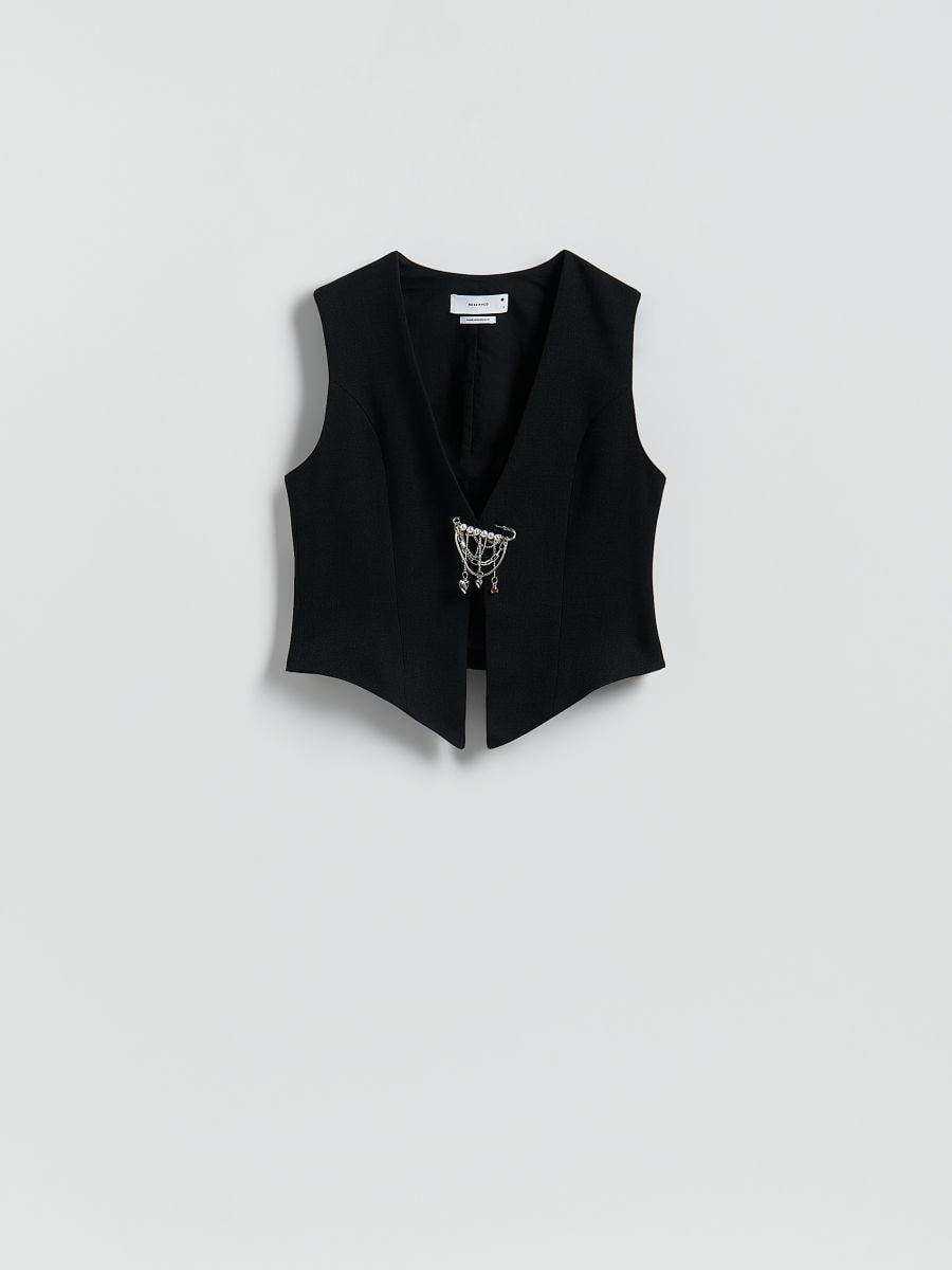 Vest with appliqués - black - RESERVED