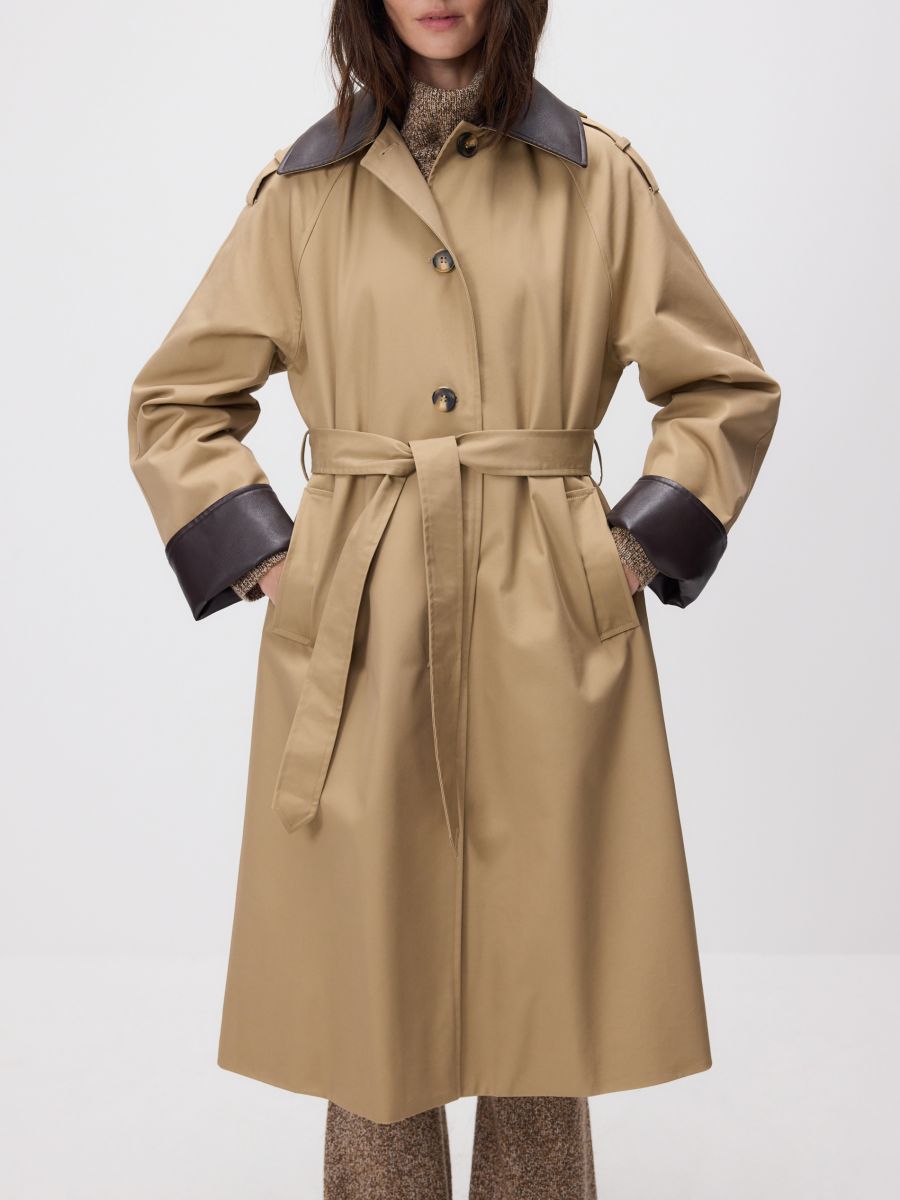 Trench with contrast trim - beige - RESERVED