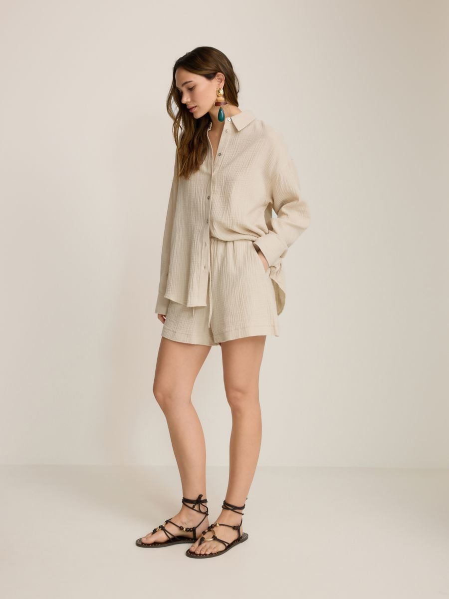Short en mousseline de coton - beige - RESERVED