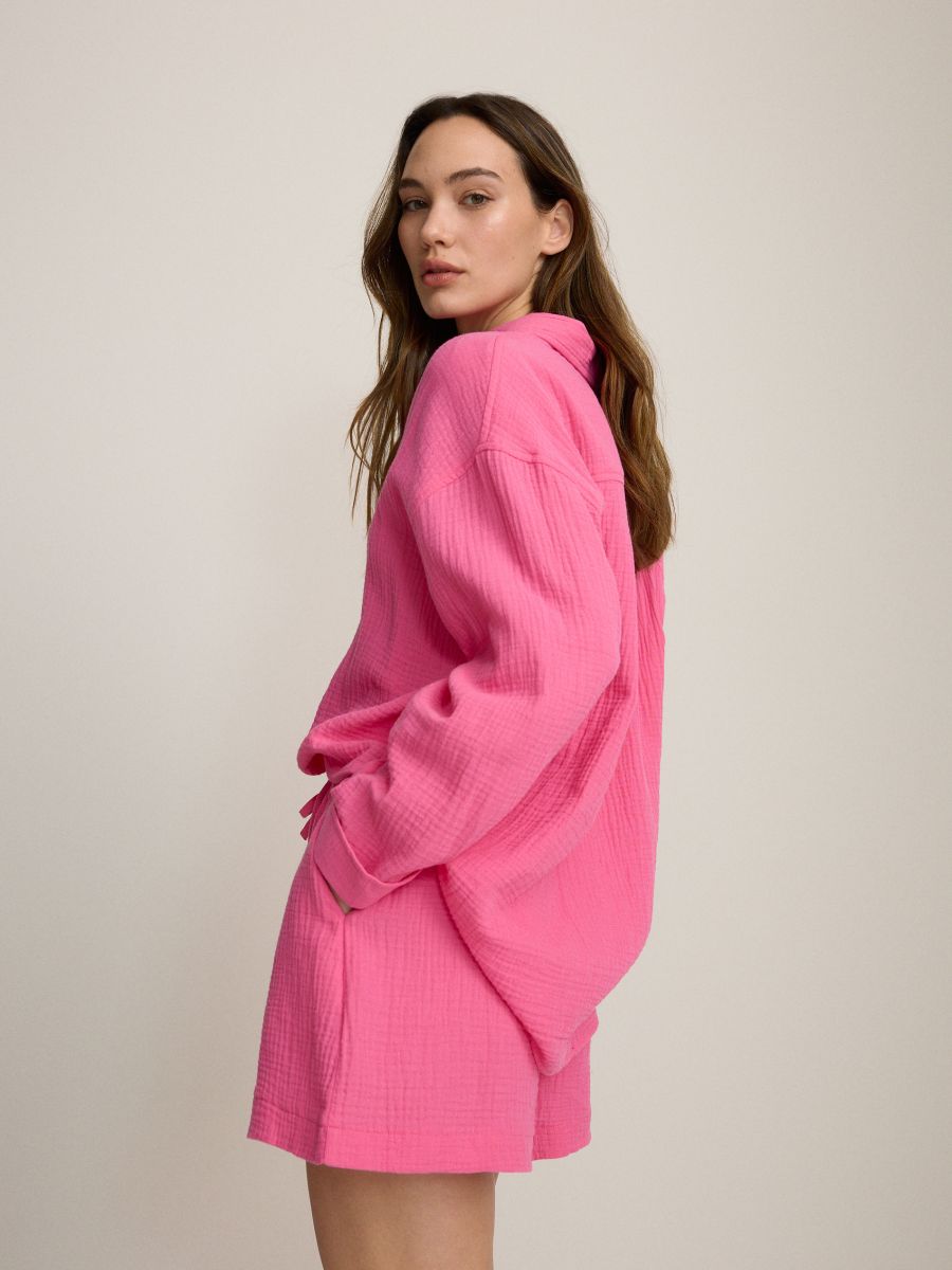 Musselin-Shorts aus Baumwolle - pink - RESERVED