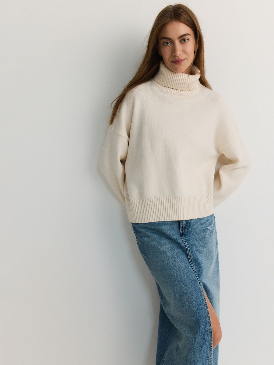 Sweter oversize - kremowy - RESERVED - 2