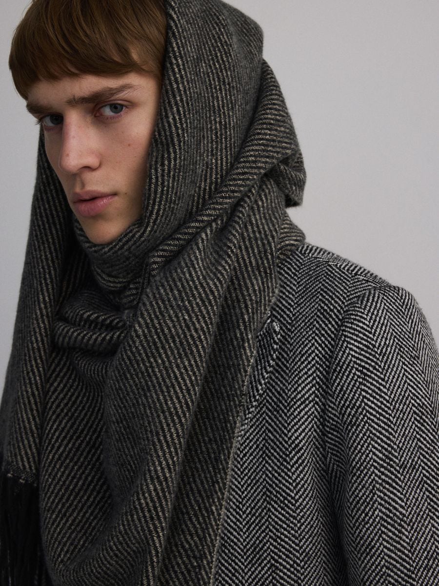 Scarf with fringes - dark grey - RESERVED - 3