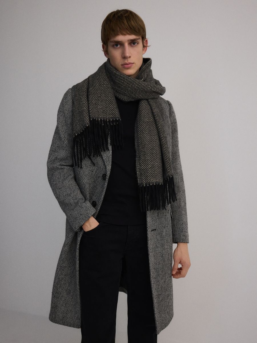 Scarf with fringes - dark grey - RESERVED - 2