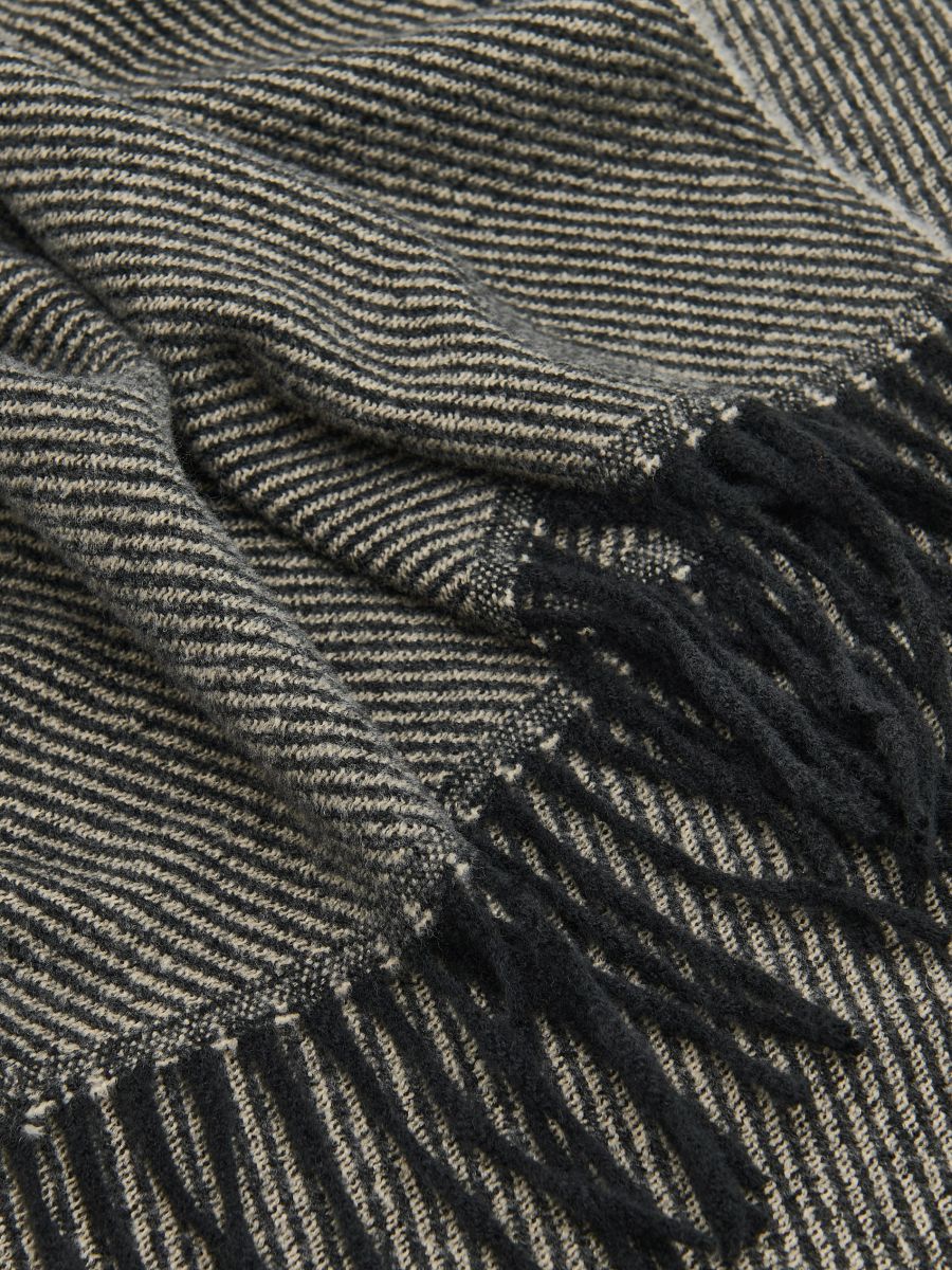 Scarf with fringes - dark grey - RESERVED - 4