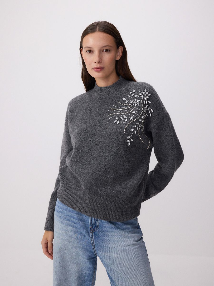 LADIES` SWEATER - sivo - RESERVED