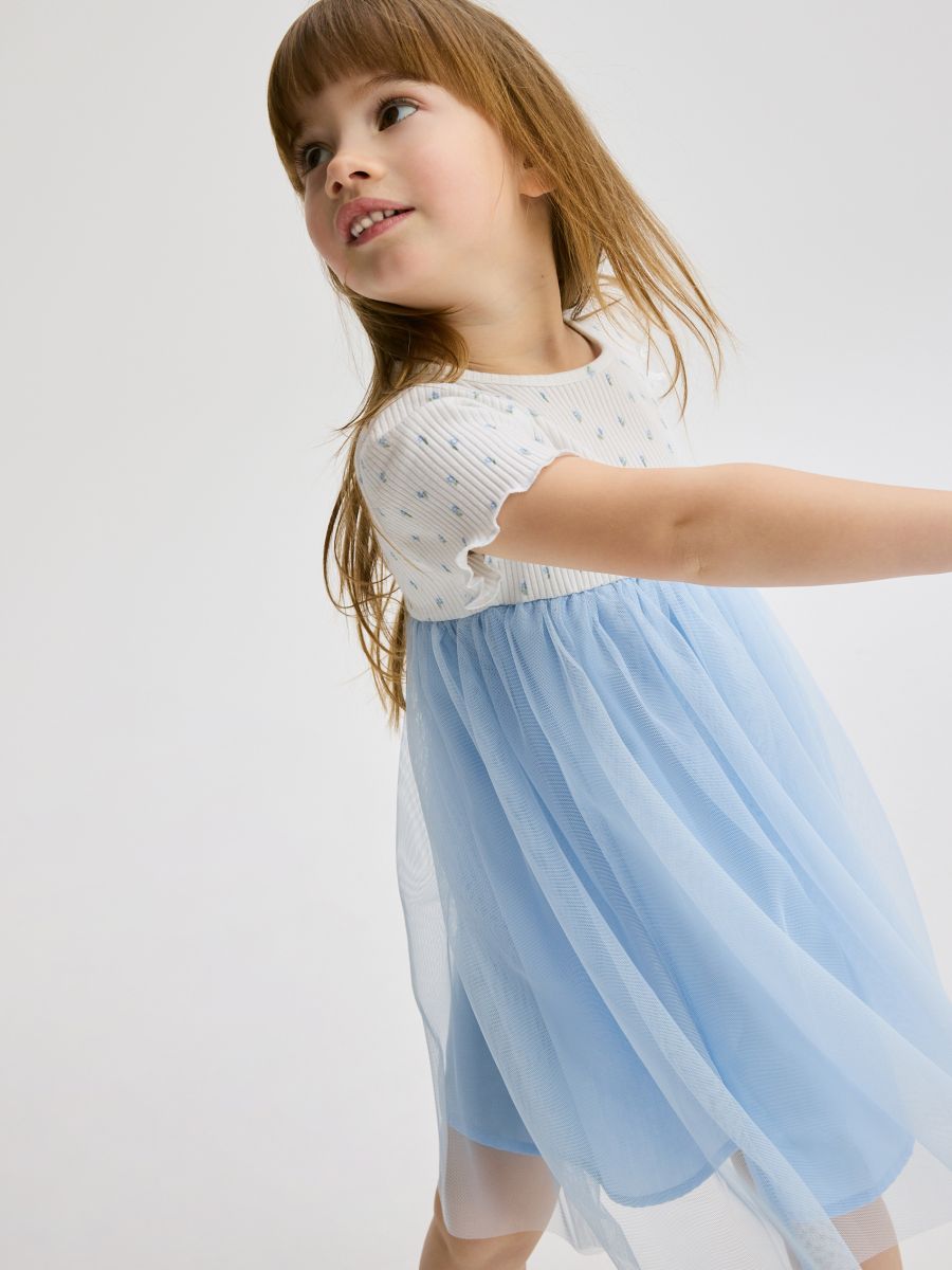 Robe avec bas en tulle - bleu pâle - RESERVED