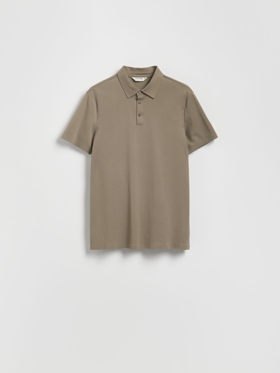 Slim fit polo shirt - beige - RESERVED