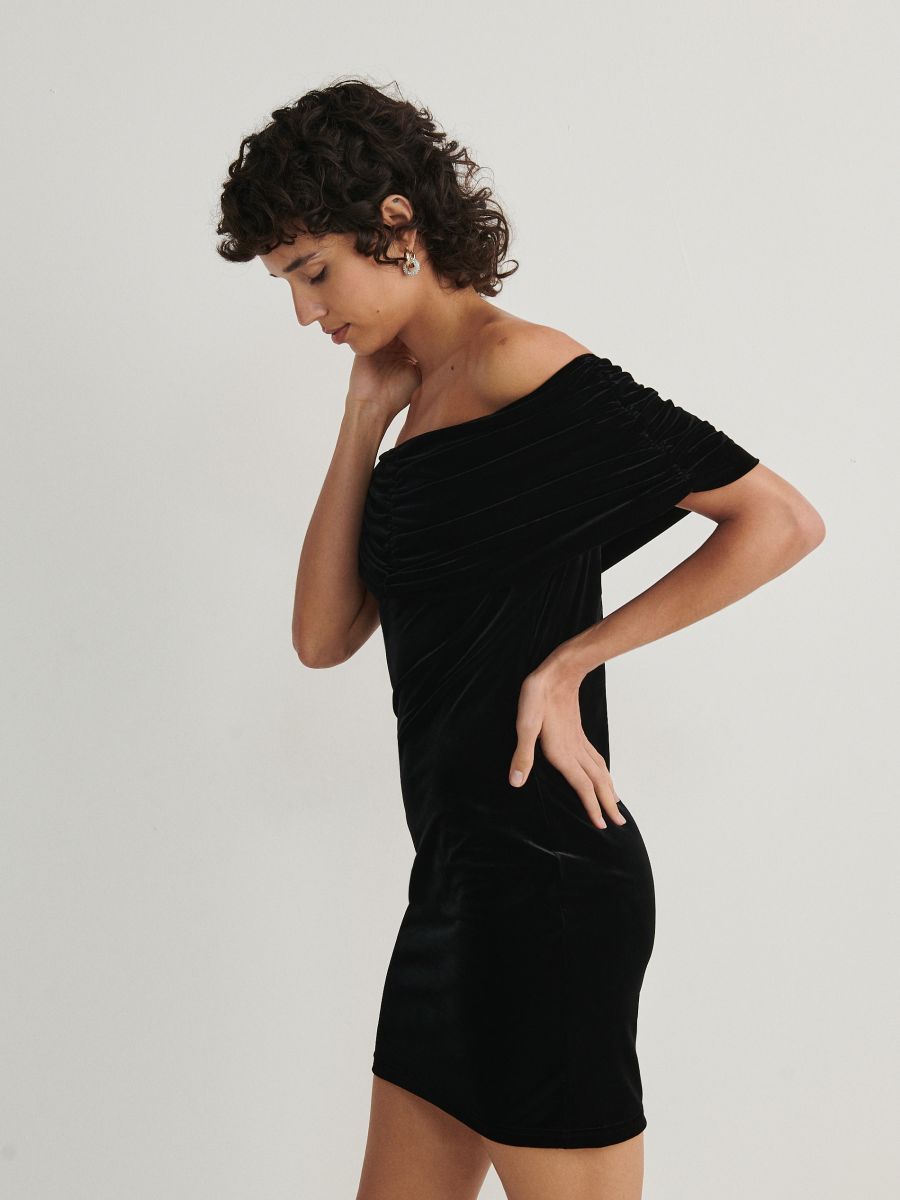Rochie cu umerii goi - negru - RESERVED - 5