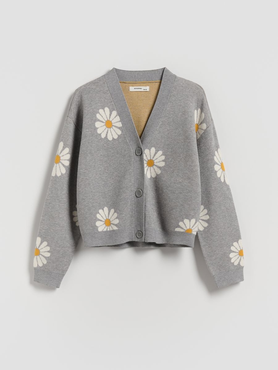 Strickjacke mit Blumenprint - bunt - RESERVED