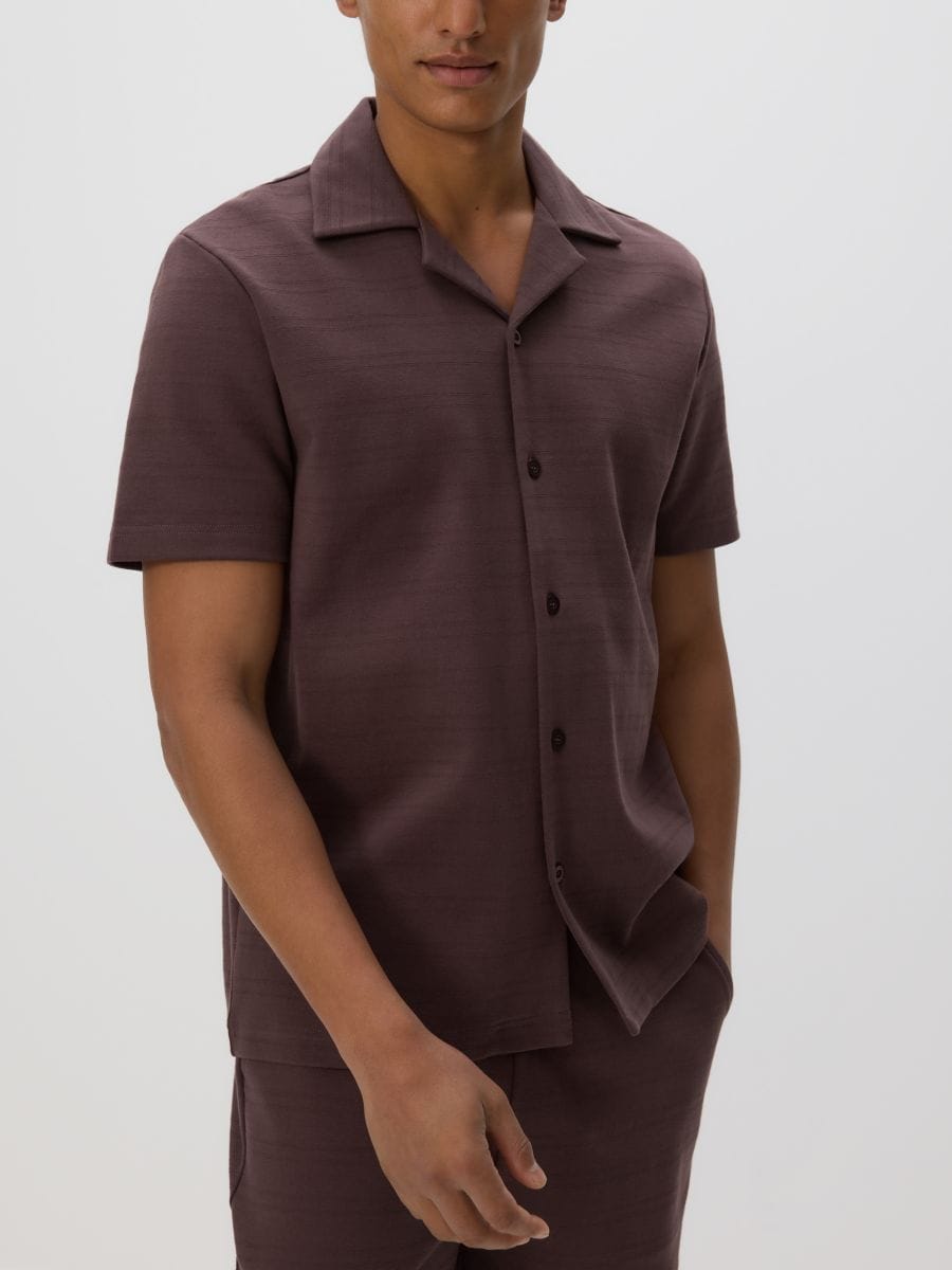 Camicia strutturata regular fit - marrone scuro - RESERVED - 4