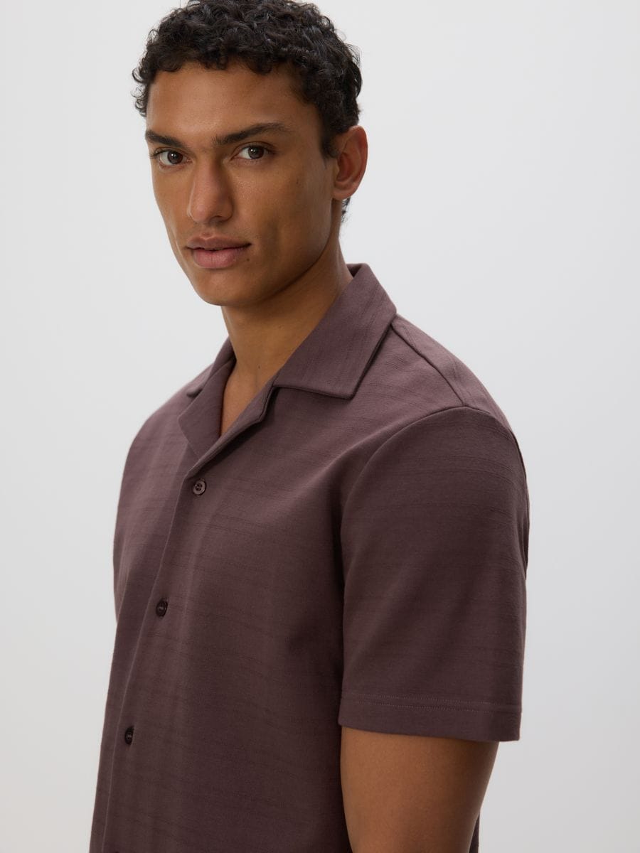 Camicia strutturata regular fit - marrone scuro - RESERVED - 3